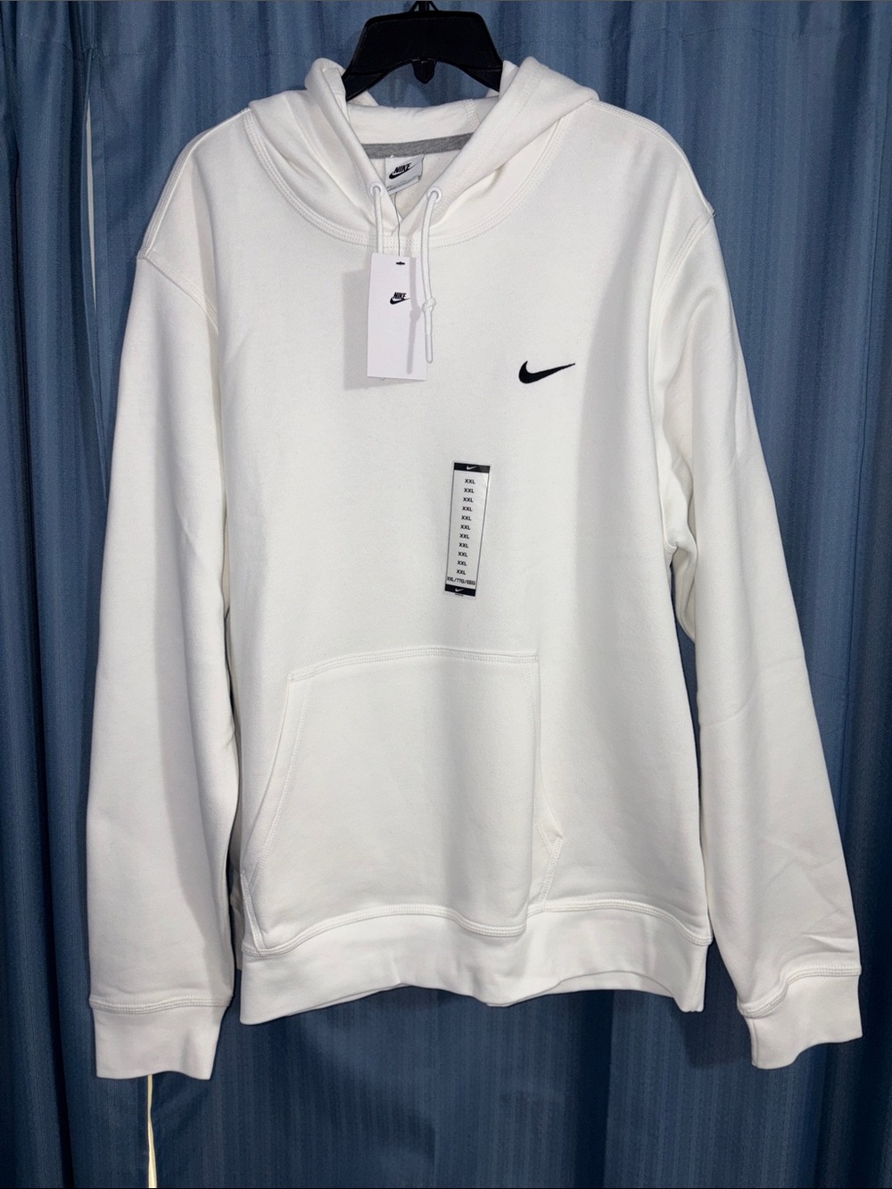 Men’s Nike White and Black Hoodie Pullover Sweatshirt 100% Cotton Size XXL